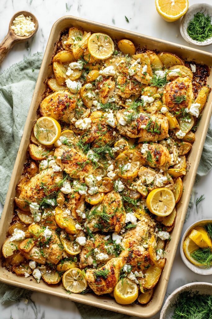 Herby Lemon Garlic Sheet Pan Chicken and Potatoes Recipe
