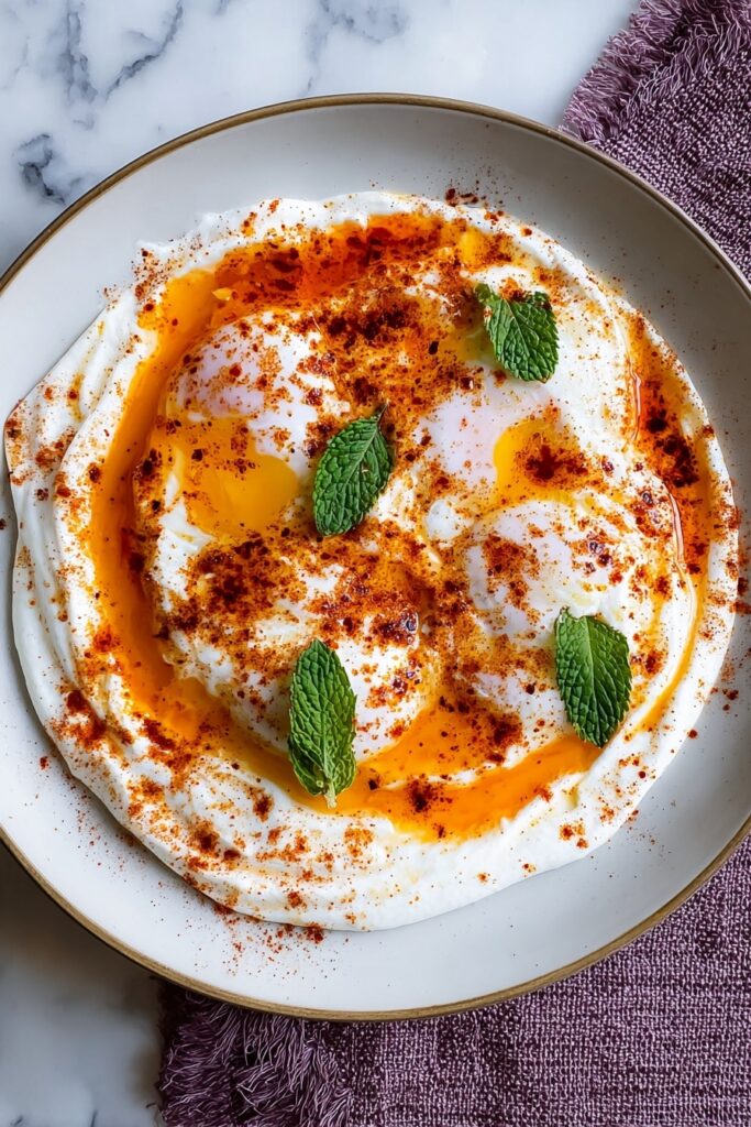 Turkish Cilbir Eggs with Garlicky Yogurt Recipe