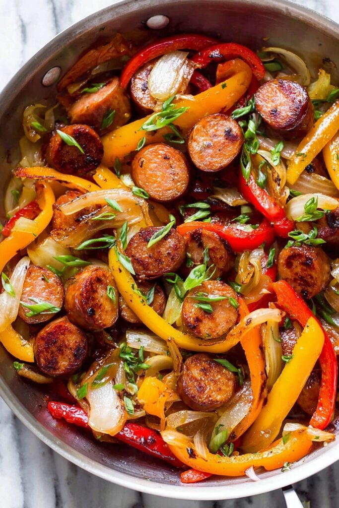 Spicy Sausage and Peppers Skillet Recipe
