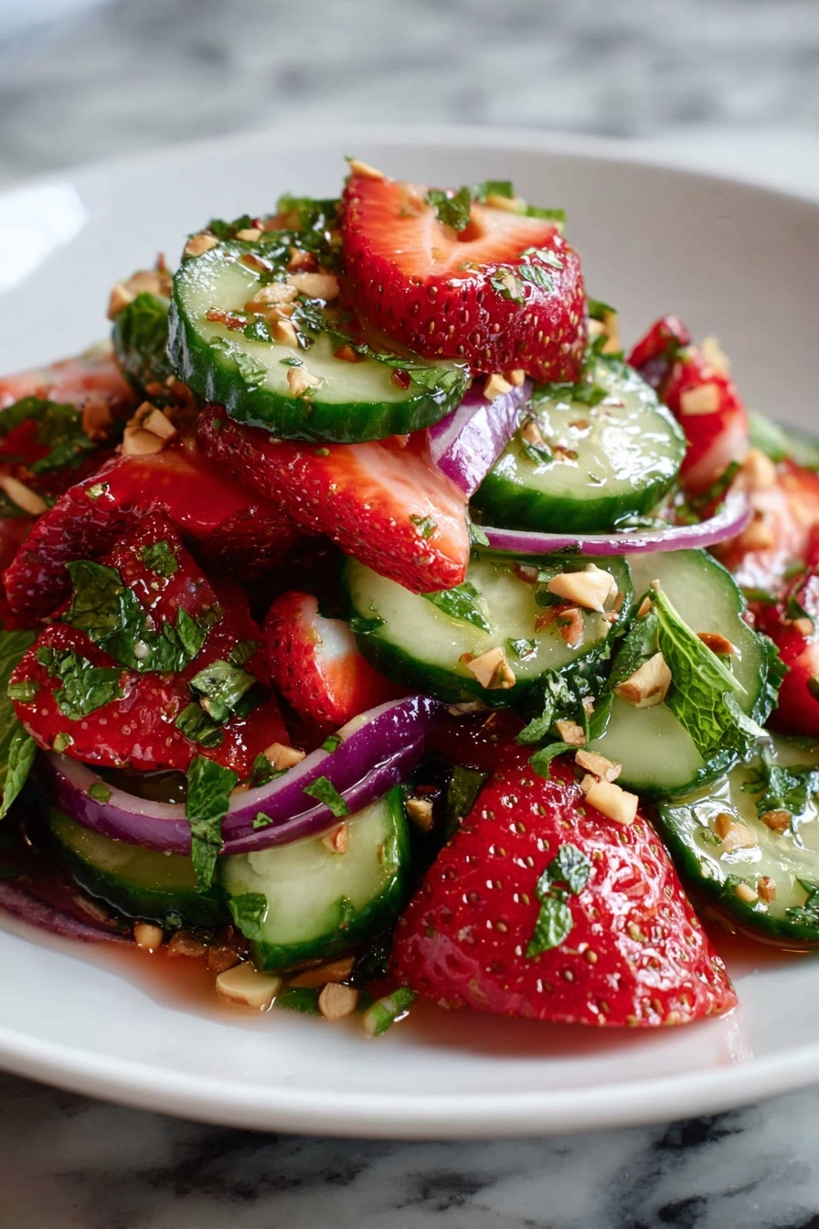 Cucumber Strawberry Salad with Lemon Dressing Recipe - Serving