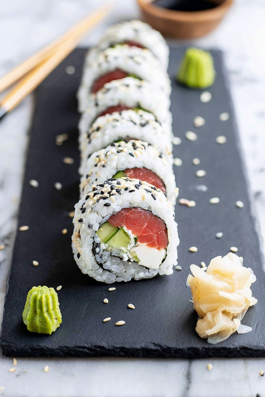 Cream Cheese and Salmon Sushi Rolls Recipe - Serving